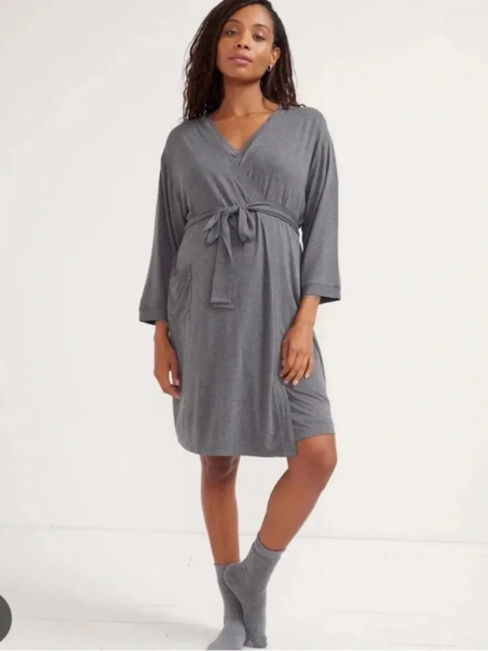Hatch Gray Bamboo Blend Robe - Picture 1 of 6